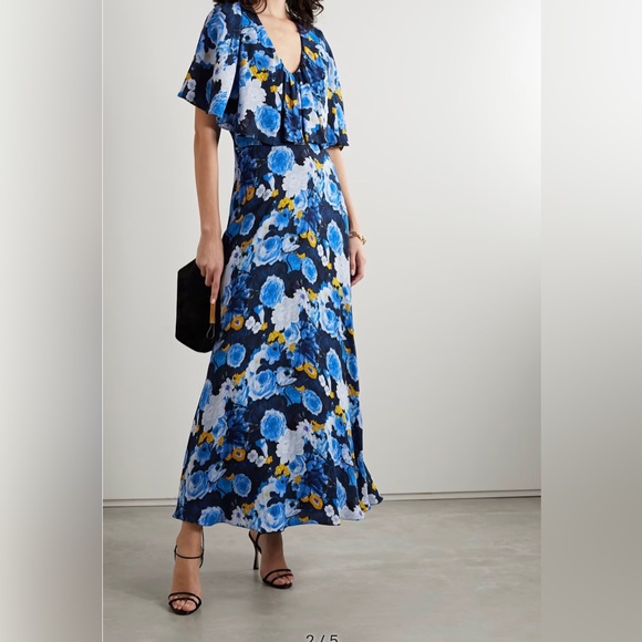 NWT LELA ROSE Floral-Print Georgette Midi Dress - Size 4